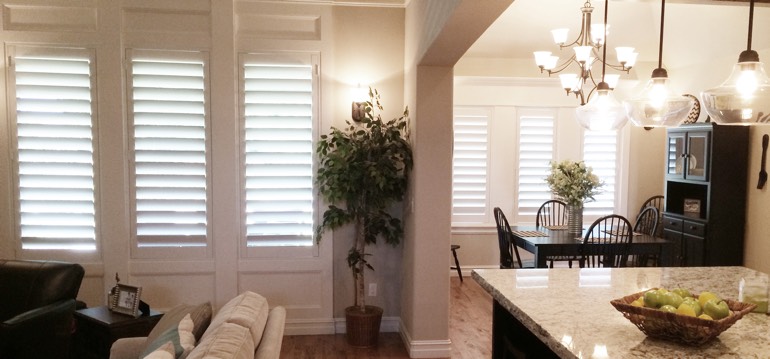 Miami shutters in dining room and great room